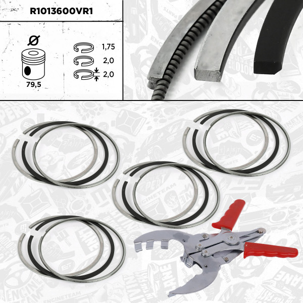 R1013600VR1, Stempelringsett, Sada píst.kr.(4) - repair kit, ET ENGINETEAM, Audi Seat VW Skoda A3 Q2 Arona Leon Octavia Golf Tiguan Touran CXXA CRKA 1,6 TDI 2015+, 04L198151H, 04L198151A