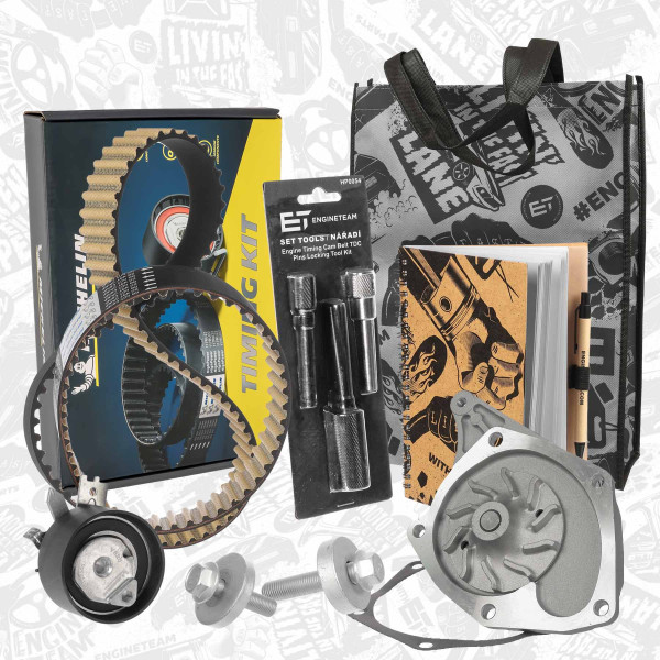 RM0009VR3, Vannpumpe & registerreim sett, řemen rozvod.sada 1,5 dCi / s nářadím, vodní pumpa, ET ENGINETEAM, Renault Nissan Suzuki Clio Kangoo Logan Megane Modus Thalia Scénic Jimny Micra Kubistar Almera 1,5 dCi  K9K 700 2000+, 1741084A00, 2101000Q0E, 7701477028, 1741084A20, 2101000QAS, 21010BN700, MOT1054, MOT1489, MOT1430, 7701473327, 7701774435, 7701475995, 7701476496, 7701478031