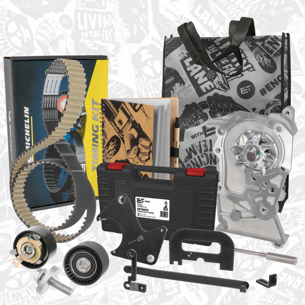 RM0010VR3, Vannpumpe & registerreim sett, řemen rozvod.sada 1,6 / s nářadím, vodní pumpa, ET ENGINETEAM, Renault Dacia Nissan Clio Kangoo Laguna Logan Megane Grand Scénic Modus Thalia  Duster Logan Sandero Kubistar 1,6 K9K 702 2000+, 7701477014, 7700107150, 7700108117, 8201069699, 130C17529R, 1680600Q0L, 1680600QAB, 210101302R, 7700105176, 7700105378, 7700274330, 8200146297, 8200428447, 8200582675, MOT1054, MOT1489, MOT1430, 50005170