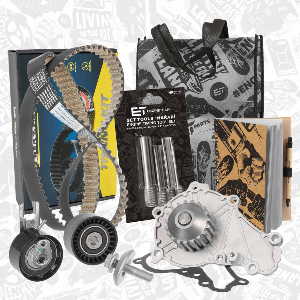 RM0032VR2, Vannpumpe & registerreim sett, řemen rozvod.sada 1,6 HDI/TDCi /vodní pumpa,nářadí, ET ENGINETEAM, Citroen Peugeot Fiat Ford Mini Volvo Berlingo C4 C3 Jumpy Xsara Scudo Fusion Focus Fiesta C-Max Mini Clubman Cooper D Partner 5008 407 206 207 V70 V50 S40 S80 1,6 HDI/TDCi 9HT (DV6BTED4) 2007+ , 11318509744, 1201G1, 1232179, 30711527, 3646435, 9654514780, SU001-A0564, 11317805957, 1201G9, 1313842, 30751971, 9467577389, 1201K8, 1351130, 30711066, 9467615880, 1364681, 1609314080, 30777865, 9467629080, 1430428, 1609417680, 31370440, 1609418480, 1715839, 31375382, 3M5Q8591BB, 3M5Q8591CA, 9686680780, 0816.G7