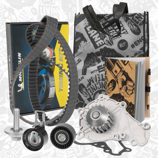 RM0033VR1, Vannpumpe & registerreim sett, řemen rozvod.sada 1,6 Hdi/TDCi, ET ENGINETEAM, Citroen Fiat Ford Mazda Peugeot Volvo Berlingo C3 C4 DS4 C5 Scudo Transit Courier Transit Connect Focus Fiesta B-Max C-Max  Ecosport Partner Tepee 5008 308 207 V70 S80 C30 1,6 Hdi/TDCi 9HR (DV6C) 2012+, 1201G1, 1232179, 30711527, 3646435, 9654514780, SU001-A0564, Y655-12-205, 1201G9, 1313842, 30751971, 9467643789, 1201K8, 1351130, 31370046, 1364681, 1609314080, 1430428, 1609417680, 1609418480, 1715839, 3M5Q8591BB, 3M5Q8591CA, 9686680780, 0831.W2, ME3M5Q8591C2A, 1608747480, 1787857, MN982556