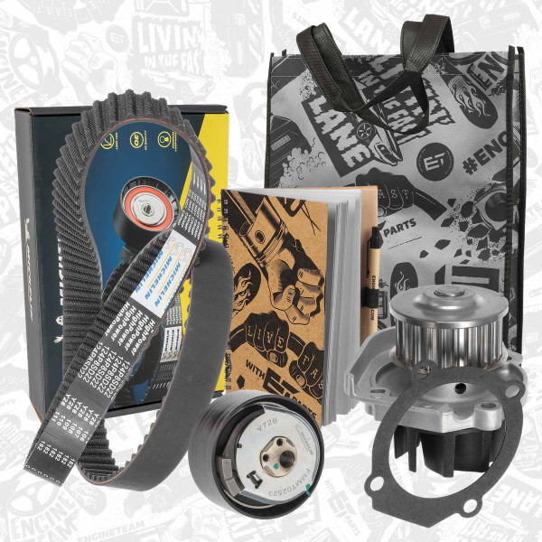 RM0036VR1, Vannpumpe & registerreim sett, řemen rozvod.sada 1,2/1,4, ET ENGINETEAM, Fiat Lancia Alfa Romeo Abarth 500C 500X 500L Tipo Doblo Punto Marea Linea Idea Mito Giulietta 1,2/1,4 169 A3.000 2012+, 0071773283, 1334190, 46403659, 46520401, 68095271AA, 9S518501A1A, 55184081, 71736717, 71773283, 9S518501CA, 55198547, 9S518501CB, 1535462, 55204538, 1535466, 55221397, 1581511, 55268277, 2006487, 55271994, 55284051, 6000100222, 6001073348, 71777350, 71778290, 6000629051