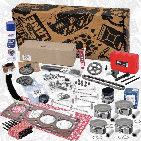 RS0089VR2, Registerkjedesett, Sada rozvodů+ozubené kolo+řetěz+píst+ventily+těs. 1,2 TSI, ET ENGINETEAM, Audi Seat Skoda VW A3 Altea LEON Fabia Roomster  Rapid Caddy 1,2 TSI CBZA CBZB 2010+, 03F105209G, 03F109158G, 03F109158J, 03F109469E, 03F109507F, 03F109509F, 03F109571F, 03F198158, 03F198158A, 03F198158B, 03F198229A, 03F115225, 03F115121B, N90365901, 03F103383E, 03F107065F, 03F107065G, 03F107065A, 03F107065D, 03F109611B, 03F109611C, 03F109601A, 06B109675B, 06K109675, 036109675A, 06J105675, T10340, T10414, T10341, 03F109158K