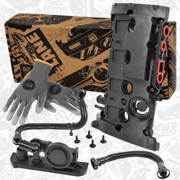 RV0017VR1, Ventildeksel, Kryt hlavy válce 2,0 TFSI /včetně odlučovače, ET ENGINETEAM, Audi A4 Audi A4 Avant 2,0 TFSI quattro BPJ 2004+, 06D103469H, 06F103221E, 06D103469J, 06D103469L, 06D103469M, 06F103235, 06D103469N, 06F103483E, 06F129101E, 06F129101G, 06F129101P