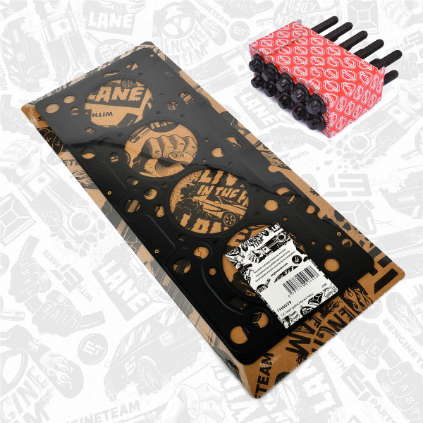 TH0039BT, Tetning, topplokk, Těsnění hl.válců 1,5dCi/síla 0,70mm/šrouby, ET ENGINETEAM, Dacia Nissan Renault Logan Note Kangoo K9K 1,5 dCi 2008+, 11044-00QAU, 110444213R, 1104400QAU, 8200351353, 8200360571, 7701478860, 6070161200, 11056-00Q0B, 338.860, 61-36975-00, 338.861, 688.422