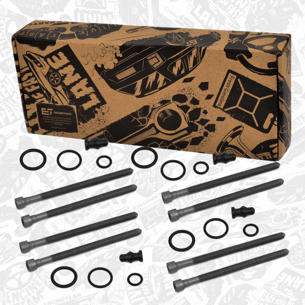 TM0006VR1, Tetningssett, innsprøyt.dyse, Těsnění vstřikovače sada/4vál.+šroub, ET ENGINETEAM, Škoda Octavia II Superb II VW Passat Golf Audi A3 A6 BKD BMN 2,0TDI 2003+, 03G198051A, 03G103385A, WHT003179, 15-38642-04, 235.590