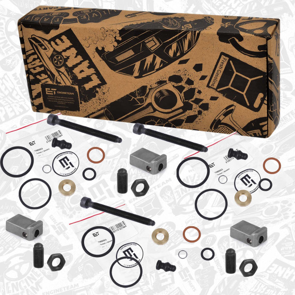 TM0029VR2, Tetningssett, innsprøyt.dyse, Těsnění vstřikovače sada/3vál.+šroub+deska nap., ET ENGINETEAM, Audi VW Seat Skoda A2 Lupo Polo FOX Arosa Ibiza Cordoba Fabia Roomster AMF ATL BMS 1,4 TDI 2003+, 038130069B, WHT000530, 038198051B, 038198051C, 038398051B, 1417010997, 1417010998, 1417010999, 038103385A, 038198051A