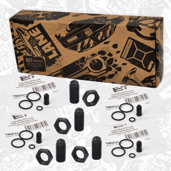 TM0042VR2, Tetningssett, innsprøyt.dyse, Těsnění vstřikovače sada/4vál.+šroub, ET ENGINETEAM, Audi Seat Škoda VW A3 A4 Toledo Leon Altea Octavia Touran Passat Golf 2,0 TDI BMN 2005+, 03G198051D, 038109451B, WHT000530