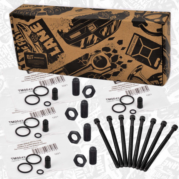 TM0042VR3, Tetningssett, innsprøyt.dyse, Těsnění vstřikovače sada/4vál.+šrouby vstř., ET ENGINETEAM, Audi Seat Škoda VW A3 A4 Toledo Leon Altea Octavia Touran Passat Golf 2,0 TDI BMN 2005+, 03G198051D, 038109451B, WHT000530, 03G103385A, WHT003179