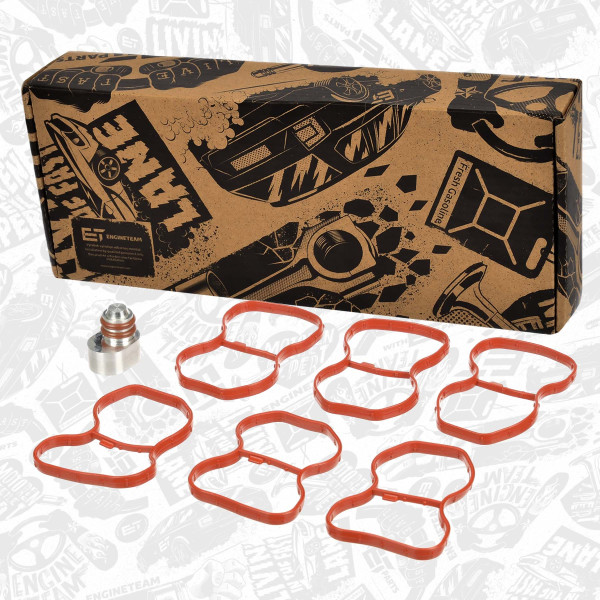 TM0044, Tetningssett, innsugningsmanifold, Těsnění, Koleno Sacího Potrubí /vč. Spoj.díl, ET ENGINETEAM, BMW 3 5 7 X5 X6 X7 40d N57 D30 2004+
, 11617807480, 11618511363, 11617800088, 11617804744, 11618575534, 11618811300, ED0124, ED0174