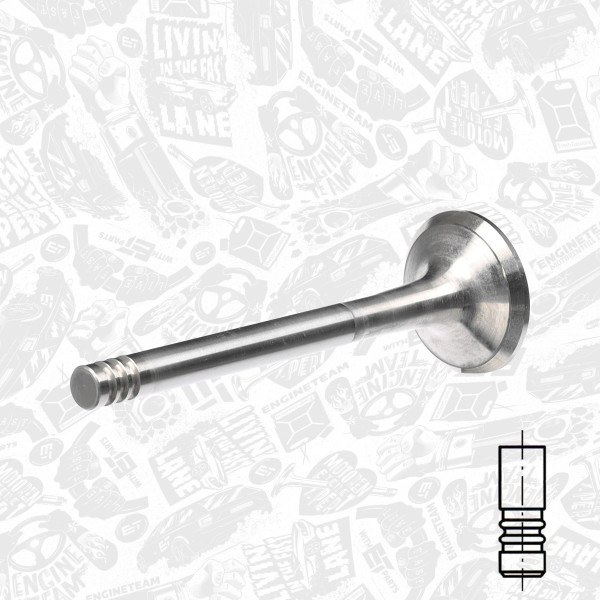 VE0015, Utløpsventil, Ventil výfuk.EX (1) 1,9D, ET ENGINETEAM, Skoda VW Audi Seat 1,9D/TD 2,5TDI 1978-2004, 074109611, 33049, R4640/RCR, V91334, 39185, R4640/BMARCR