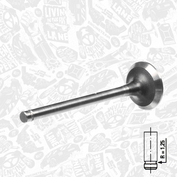 VE0044, Utløpsventil, Ventil výfuk.EX (1) 1,4i 8V, ET ENGINETEAM, Daewoo Lanos 1,4/1,5i A14SMS/A15DMS/A15SMS 1997+, 96182933, R6095/RCR, V94637