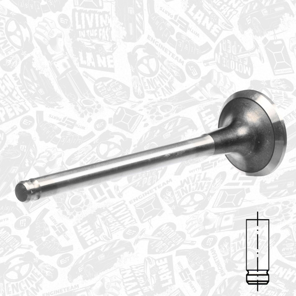 VE0083, Utløpsventil, Ventil výfuk.EX (1) 2,5TD, ET ENGINETEAM, Citroen Fiat Iveco Opel Renault 2,5/2,8D/TD/DTI/HDi 1980-2007, 7302157, 7701203675, 007VA30725100, 17064, 820830, R3991/RCR, V91294, R3991/BMCR