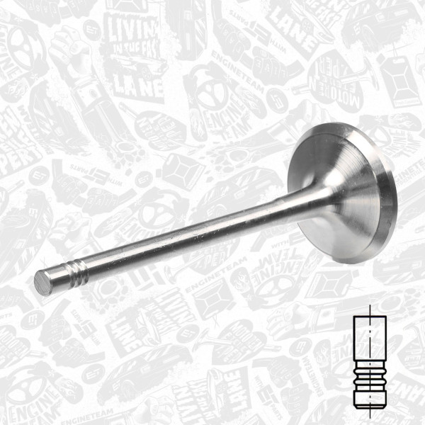 VE0085, Utløpsventil, Ventil výfuk.EX (1) 1,6i, ET ENGINETEAM, Skoda VW Audi Seat 1,6i 2000+, 06B109611C, 331058, R6156/BM, V94425