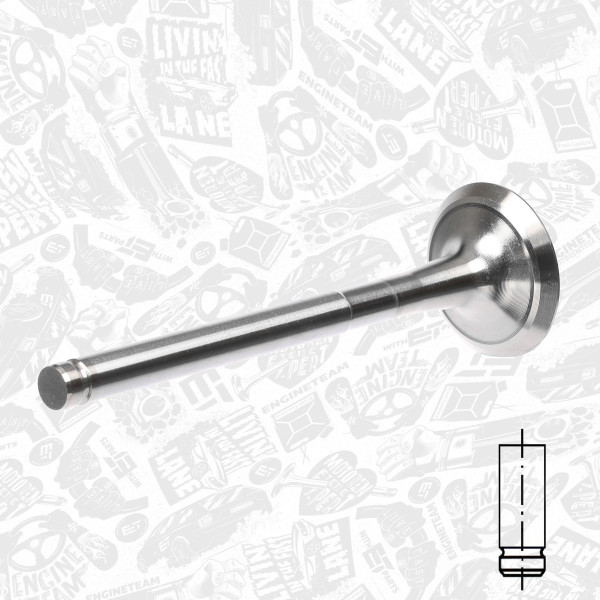 VE0090, Utløpsventil, Ventil výfuk.EX (1) 1,8/1,9, ET ENGINETEAM, Renault Laguna, Volvo 1,8/2,0i 1993-2001, 3344842-4, 7701466607, 265927, 510202, R4724/RCR, V94039