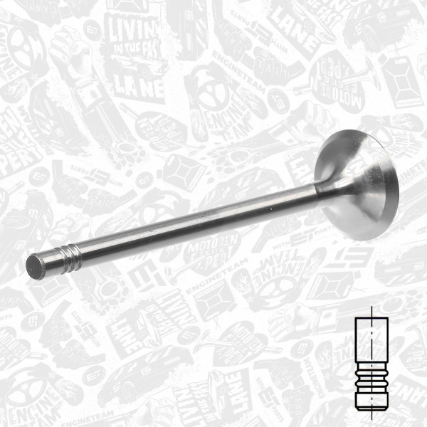 VE0165, Utløpsventil, Ventil výfuk.EX (1) pancerovany talirek, tvrzeny, ET ENGINETEAM, Skoda Roomster Octavia, VW Touran Tiguan 1,4TSI CAXA CGGB 2005+, 036109611K, 036109611AE, 03C109611G, 03C109612, 029VA30529000, 39523, 50009029, R6014/BM, V94117