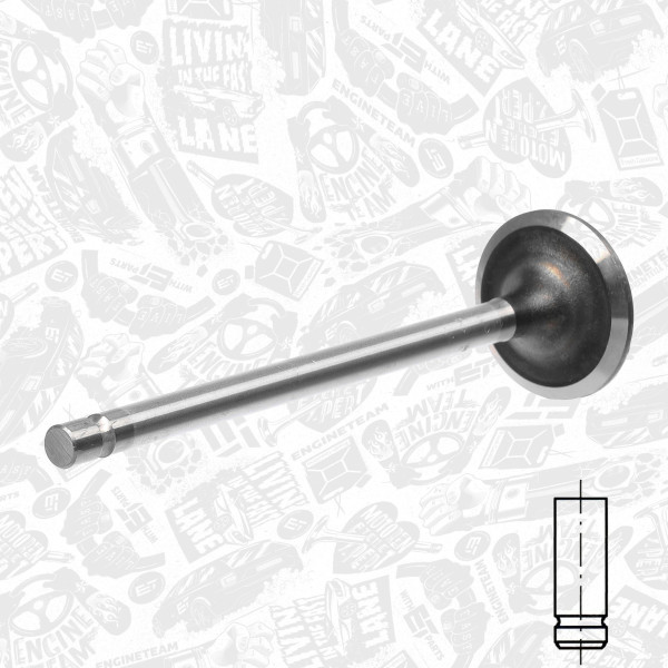 VI0002, Innløpsventil, Ventil sací IN (1) F4AE, ET ENGINETEAM, Case-IH Cummins Daewoo DAF LF45/LF55 Ford Cargo Irisbus Crossway Euromidi Europolis Iveco EuroCargo New Holland JCB Solaris Alpino Urbino VDL Volkswagen Worker ISB4.5* ISB6.7* QSB3.9* QSB4.5* QSB5.9* QSB6.7* PX5* PX7* F4AE0481* F4AE3613*, 1404919, 3940735, 4895052, 3802924, 105-35632, 150110, R6500/SCR, 822200