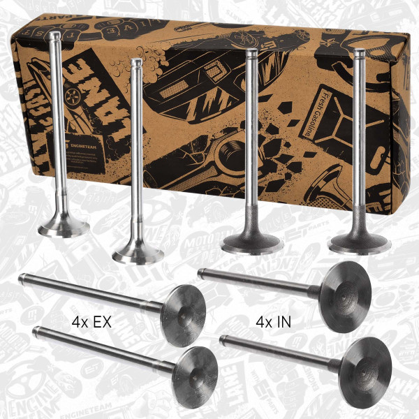 VS0002VR2, Ventilsett, innsugs-/utløpsventil, Ventil set IN/EX 1,4, ET ENGINETEAM, Citroen Peugeot C2 C3 Nemo Xsara 1007 306 405 Partner HDY K1D 1998+, 0949.59, 97531044, 0948.58, 97533264, 97531080, 97533266, 50004451, 539003, R4231/RCR, V91273, 4231EX/01, 537841, V91271, R4230/S