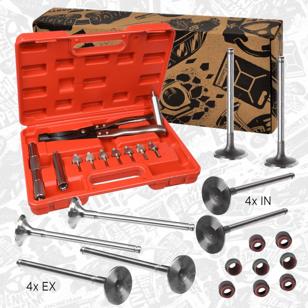 VS0002VR3, Ventilsett, innsugs-/utløpsventil, Ventil set IN/EX 1,4 /tes.ventil,nářadí, ET ENGINETEAM, Citroen Peugeot C2 C3 Nemo Xsara 1007 306 405 Partner HDY K1D 1998+, 0949.59, 97531044, 0948.58, 97533264, 97531080, 97533266, 0956.19, 0956.23, 0956.28, 96020124, 97531278, 9753127800