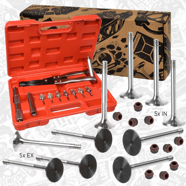 VS0003VR2, Ventilsett, innsugs-/utløpsventil, Ventil set IN/EX 2,5TDI/tes.ventil,nařadí, ET ENGINETEAM, VW Transporter Crafter APA BJK CEBB 2,5 TDI 2000+, 046109611C, 046109611E, 028109611F, 046109611F, 026109675