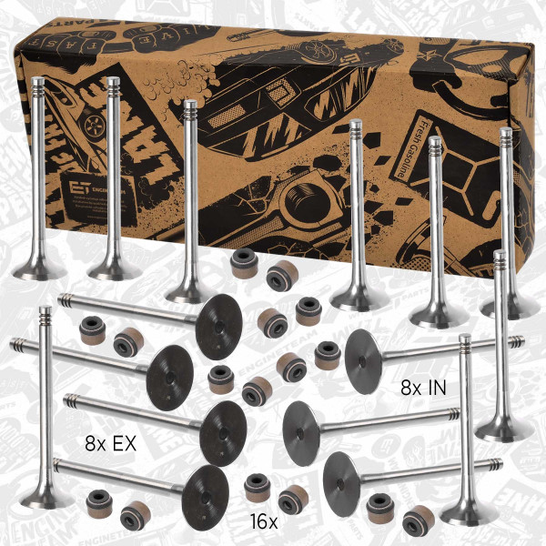 VS0008, Ventilsett, innsugs-/utløpsventil, Ventil set IN/EX 2,0TDI/tes.ventil, ET ENGINETEAM, Audi Seat Skoda VW  A3 A4 Altea Leon Octavia Superb Golf Passat AZV BKD 2,0 TDI 2007+
, 03G109611D, 03G109601B, 036109675A, 06B109675B, 06J105675, 06K109675