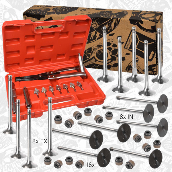 VS0008VR3, Ventilsett, innsugs-/utløpsventil, Ventil set IN/EX 2,0TDI/tes.ventil, nářadí, ET ENGINETEAM, Audi Seat Skoda VW  A3 A4 Altea Leon Octavia Superb Golf Passat AZV BKD 2,0 TDI 2007+, 03G109611D, 03G109601B, 036109675A, 06B109675B, 06J105675, 06K109675