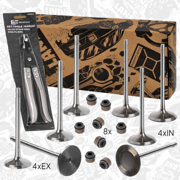 VS0010VR1, Ventilsett, innsugs-/utløpsventil, Ventil set IN/EX 1,6/tes.ventil,kleště, ET ENGINETEAM, Audi Seat Skoda VW A3 A4 Exeo Toledo Octavia Caddy Golf Passat BSE BGU 1,6 2003+
, 06B109611C, 06B109601D