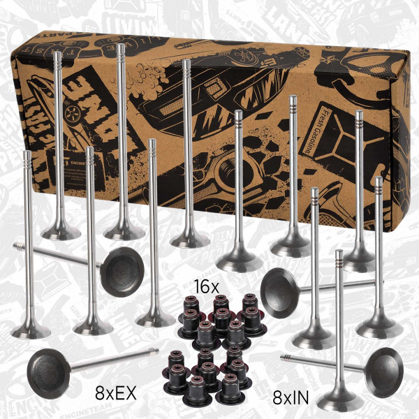 VS0013, Ventilsett, innsugs-/utløpsventil, Ventil set IN/EX 1,6/tes.ventil, ET ENGINETEAM, Citroen Berlingo/C3/C4/C5, Peugeot 207/308 1,4/1,6i/VTi 2007+
, 11347533885, 753388580, 0949.F6, 11347533884, 753388480, 0948.F9