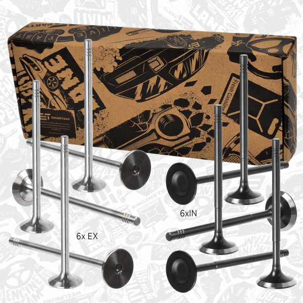 VS0015, Ventilsett, innsugs-/utløpsventil, Ventil set IN/EX 0,9, ET ENGINETEAM, Dacia Nissan Renault Smart Logan Sandero Qashqai Juke Twingo Clio ForTwo ForFour 0,9 H4B 400 2014+, 132025379R, A2000530100, 2810530200, 132027223R, A2810530200, 13201-3562R, 132013562R, 2000530100, 132017322R, 2810530100, 13201-7322R, A2810530100, A2000530000, 2000530000