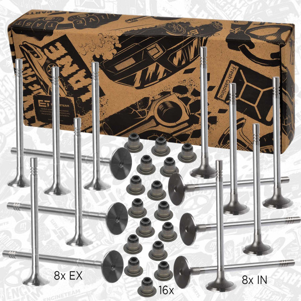 VS0021VR1, Ventilsett, innsugs-/utløpsventil, Ventil set IN/EX 2,2D/HDi/TDCi PUMA /+ těsnění ventilu, ET ENGINETEAM, Citroen Fiat Ford Peugeot Jumper Ducato Boxer 2,2D/HDi/TDCi 4HU/4HV PUMA 2004+, 0949.E3, 9660640080, 9660035980, 9675709680, 0948.E6, 9660039680, 9675708880, 0956.59, 031VA31675000, 539035, R6509/RCR, 031VE31674000, 539034, R6508/SCR
