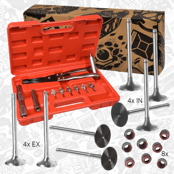 VS0023VR3, Ventilsett, innsugs-/utløpsventil, Ventil set IN/EX 1,4/1,6i /těs.,nářadí, ET ENGINETEAM, Dacia Logan, Renault Clio/Megane/Logan 1,4/1,6i 1985+, 7701465090, 7701468149, 7700865832, 7700273371, 7701465088, 511018, R4575/RCR, V91836, 511017, R4574/S, V94442, V91835