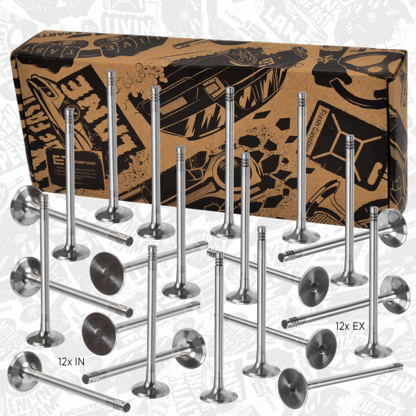 VS0028, Ventilsett, innsugs-/utløpsventil, Ventil set IN/EX M57 D30, ET ENGINETEAM, BMW 3 (E46) 330 d 3 (E46) 330 xd 3 Touring (E46) 330 d 3 kupé (E92) 325 d 5 (E39) 525 d 5 (E60) 530 d 5 Touring (E61) 530 xd X5 (E53) 3.0 d X5 (E70) 3.0 sd M57 D30 2006+, 11342247077, LGH101450