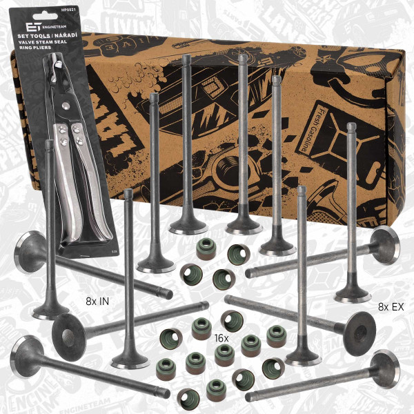 VS0030, Ventilsett, innsugs-/utløpsventil, Ventil set IN/EX 2,0DI, ET ENGINETEAM, Mazda 6/626 2,0DI RF5C RF7J 1998-2008, RF5C-12111, RF5C12111, RF5C-12121, RF2A-12121, B3C8-10-155, B660-10-155, KL02-10-155, RF7J-10-155, R6415/SNT, R6416/RNT