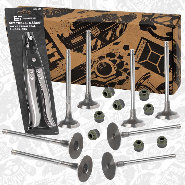 VS0032VR1, Ventilsett, innsugs-/utløpsventil, Ventil set IN/EX 1,5 dCi/CDI /těs.,kleště, ET ENGINETEAM, Dacia Renault Nissan Mercedes-benz Dokker Duster Lodgy Logan Sandero Qashqai NV250 Megane Kangoo Kadjar Clio Captur T-Class CLA Citan B-Class A-Class 1,5 dCi/CDI OM 608.915 K9K 872 2012+, 132018900R, A6080530900, 13201-8900R, 132022712R, 6080530900, 13202-2712R, A6080531000, 8200496321, 6080531000, A6070530000, A2780530100, A0000535658, A0000535158, A0000534758, A0000534658, A0000534558, 6070530000, 2780530100, 0000535658, 0000535158, 0000534758, 0000534658, 0000534558