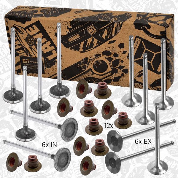 VS0033, Ventilsett, innsugs-/utløpsventil, Ventil set IN/EX 1,2 THP, ET ENGINETEAM, Citroen Peugeot Opel C4 Picasso Grand Picasso Combo Corsa Mokka 308 3008 5008 HNS (EB2ADTS) 1,2 THP 2014+, 3553388, 9807645980, 3645923, 9675073180, 3645957, 9801960980, 9819057680, 1611289780, 1611510280, 1623068580