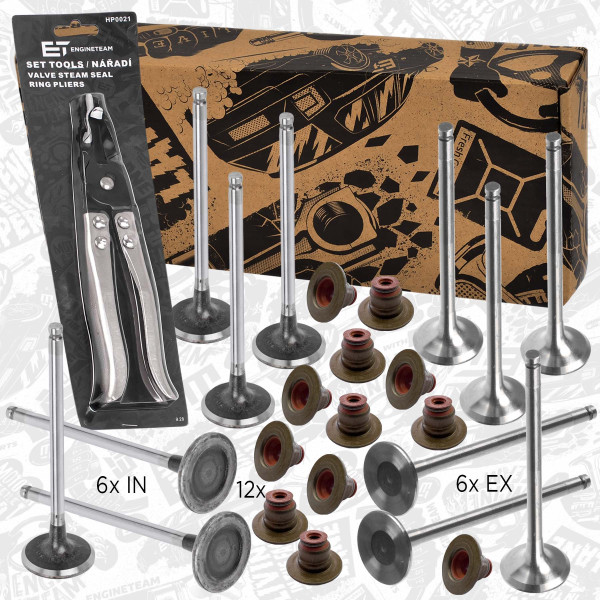 VS0033VR1, Ventilsett, innsugs-/utløpsventil, Ventil set IN/EX 1,2 THP/těs., kleště, ET ENGINETEAM, Citroen Peugeot Opel C4 Picasso Grand Picasso Combo Corsa Mokka 308 3008 5008 HNS (EB2ADTS) 1,2 THP 2014+, 3553388, 9807645980, 3645923, 9675073180, 3645957, 9801960980, 9819057680, 1611289780, 1611510280, 1623068580