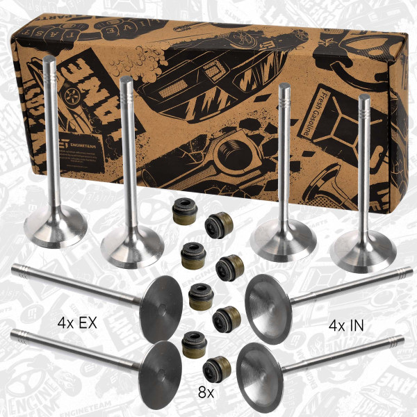 VS0034, Ventilsett, innsugs-/utløpsventil, Ventil set IN/EX 1,2 TSI, ET ENGINETEAM, Audi Seat Skoda VW A1 A3 Toledo Ibiza Altea XL Yeti Roomster Rapid Fabia Touran Jetta Golf Caddy 1,2 TSI CBZA CBZB 2009+, 03F109611B, 03F109611C, 03F109601A, 036109675A, 06B109675B, 06J105675, 06J109675, 06K109675