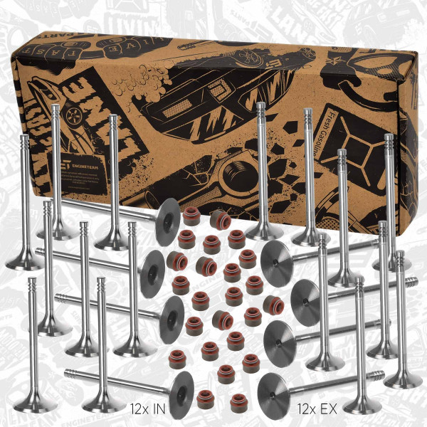 VS0036, Ventilsett, innsugs-/utløpsventil, Ventil set IN/EX 3,0/3,2 /těs.Elring, ET ENGINETEAM, Alfa Romeo Lancia 147 166 156 Sportwagon GTV Spider 932 A.000 2003+, 60560644, 55186770, 60560643