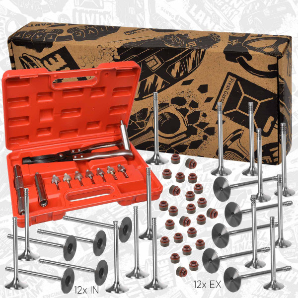 VS0036VR2, Ventilsett, innsugs-/utløpsventil, Ventil set IN/EX 3,0/3,2 /těs., nářadí, ET ENGINETEAM, Alfa Romeo Lancia 147 166 156 Sportwagon GTV Spider 932 A.000 2003+, 60560644, 55186770, 60560643