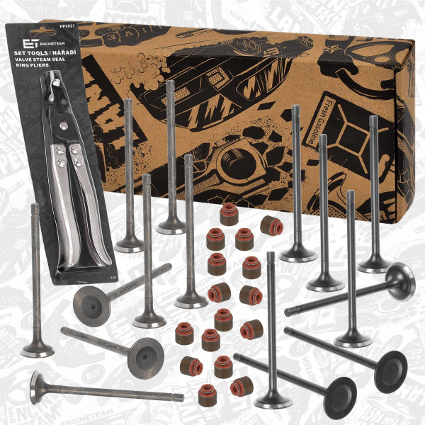 VS0037VR1, Ventilsett, innsugs-/utløpsventil, Ventil set IN/EX G4LA 1,2 /těs., kleště, ET ENGINETEAM, Hyundai Kia i10 i20 Picanto Rio Stonic G4LA 2013+, 22212-03200, 22212-03201, 22212-03000, 22211-03200, 22211-03201, 2211-03000