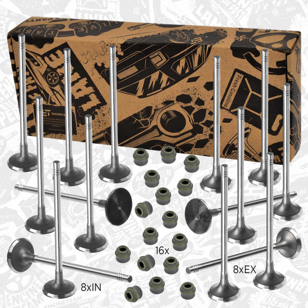 VS0039, Ventilsett, innsugs-/utløpsventil, Ventil set IN/EX 2,2dci/2,5dci těs., ET ENGINETEAM, Renault Nissan Opel Laguna Espace Master Trafic Avantime Vel Satis Primastar Interstar Vivaro Movano 2,2dci/2,5dci G9U 632 2000+, 13201-00QAD, 4506083, 7701472669, 4506084, 7701472670, 13202-00QAD, 4506051, 8200496321, 13209-HG00C, 9611390880