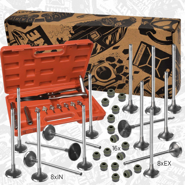 VS0039VR2, Ventilsett, innsugs-/utløpsventil, Ventil set IN/EX2,2dci/2,5dci těs., nářadí, ET ENGINETEAM, Renault Nissan Opel Laguna Espace Master Trafic Avantime Vel Satis Primastar Interstar Vivaro Movano 2,2dci/2,5dci G9U 632 2000+, 13201-00QAD, 4506083, 7701472669, 4506084, 7701472670, 13202-00QAD, 4506051, 8200496321, 13209-HG00C, 9611390880