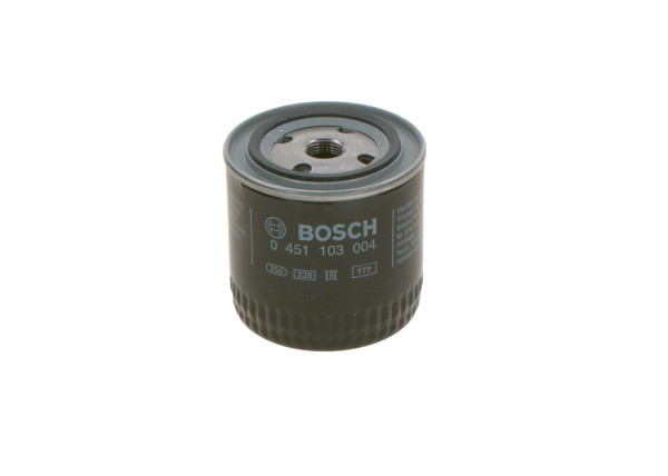 0451103004, Oljefilter, Olejový filtr, BOSCH, 0141151201, 02600888, 1003000800690, 140516130, 1498021, 1500907, 15714574, 162997, 173171, 263A107021, 2680600565, 27701008698, 3055288R93, 3776969, 4060716, 53999N, 5577618, 5951865, 6680701, 808C01703E1, 928217, B096837716, D062845, HH1C019130, HH1CO32430, L24R, WKW21ESO1C00, 02630795, 3132021R91, 3316074