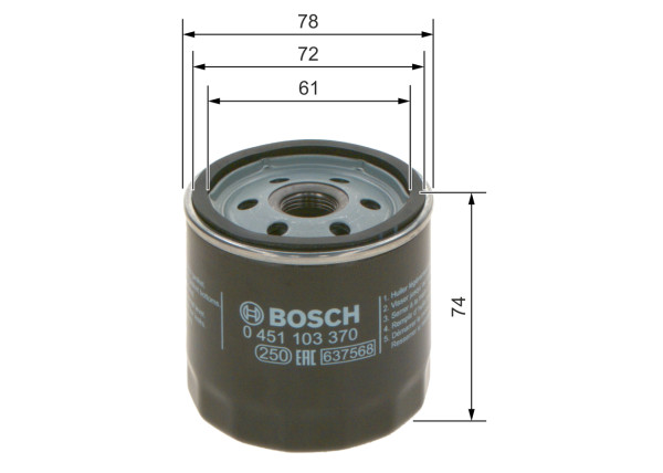 0451103370, Oljefilter, Olejový filtr, BOSCH, 1109A9, 4502696, 5009285, 55352643, 7701415070, 93745067, A124E6196S, EC94797406, MLS000530, VOF93, 0650104, 5016786, 55496757, 93178952, 95509857, 0650144, 6439929, 92142009, 93185475, 96352845, 0650401, 93156300, 96395221, 93156245, 93156954, 96458873, 93179720, 96458873D, 5650343, 93156310