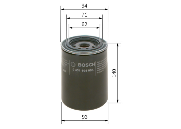 0451104005, Oljefilter, Olejový filtr, BOSCH, 0003132302, 1160024, 1500842, 170200, 5000861, 6436383, AR58956, F100001173481, PF17, 1173481, 6005000929, 6437968, 690260, AT19044T, F100001174418, PF28, 1902135, 6005012109, AT20728, T19044, T19044D, T19044T, T19044TH, T19044TL, 01160024, 0986SF2089, 2311200, 4068, 51243, 608