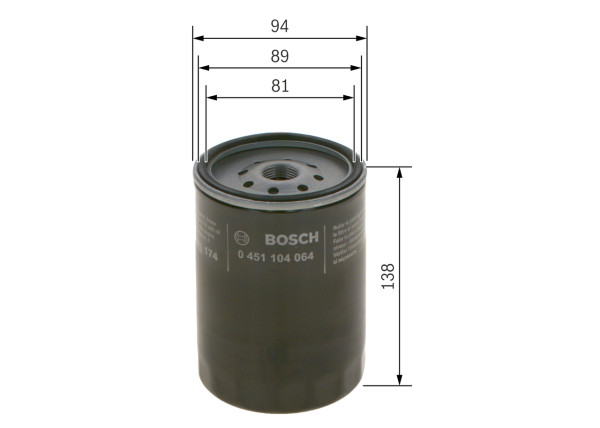 Oljefilter - 0451104064 BOSCH - 1146873, 1498027, 1650363