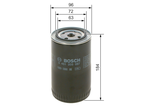 0451203087, Oljefilter, Olejový filtr, BOSCH, 074115561, 13281611, 25011243, 90110720301, 075115561, 1328162, 7984303, 90110720303, 13281621, 7984460, 90110720305, 9011072030S, 90110720322, 156OS, 2012, 2315602, 30758004, 4315, 61340, AW144, BC1229, C119, DO298, ELH4162, EOF054, FT4674, FX0015, GFE361, H19W06, L30257