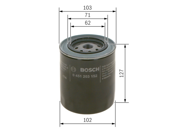 0451203152, Oljefilter, Filtr olej.BOSCH, BOSCH, 0005151017, 04115530, 0411553001, 04513411, 1500844, 1901602, 26540215, 795660, 7984919, 84221215, 925229, A740X6714BA, 04115560, 1907567, 1909102, 244193400, 4027979, 5000041045, 5001124, 7956600, 98432642, 1930742, 2654392, 40279796, 4115530, 4115560, 451341, 4602186, 4135600, 4513411
