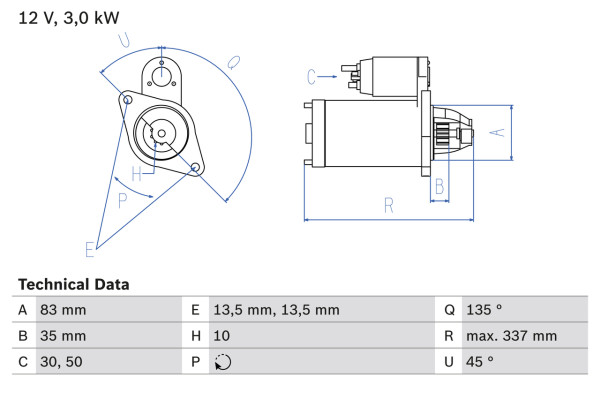 0986012420, Starter, Startér, BOSCH, AL39700, AR70436, 0001359090, 8EA726143-001, CS395, DRS2420, LRS00565, 0001367037, LRS565, 0001369001
