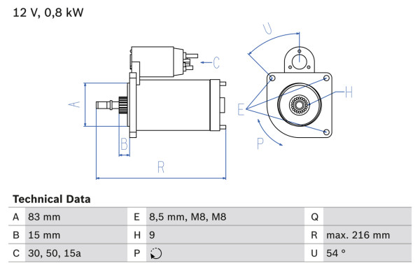 0986013590, Starter, Startér, BOSCH, 036911023G, S114554, 036911023GX, S114554A, 036911023H, 036911023HX, 036911023K, 036911023KX, 036911023M, 036911023MX, 036911023N, 0001113001, 8EA726053-001, CS293, LRS00761, MSR309, 0001113002, 63221305, 0001211525, 63221535, 0001211526, 943221535, 0001211529, 0001211530